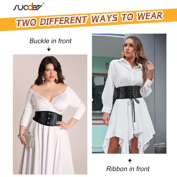 Women's Jacquard Corset Belt Lace Up Bustier Waspie Belt Renaissance Black Gloss - Picture 2 of 6